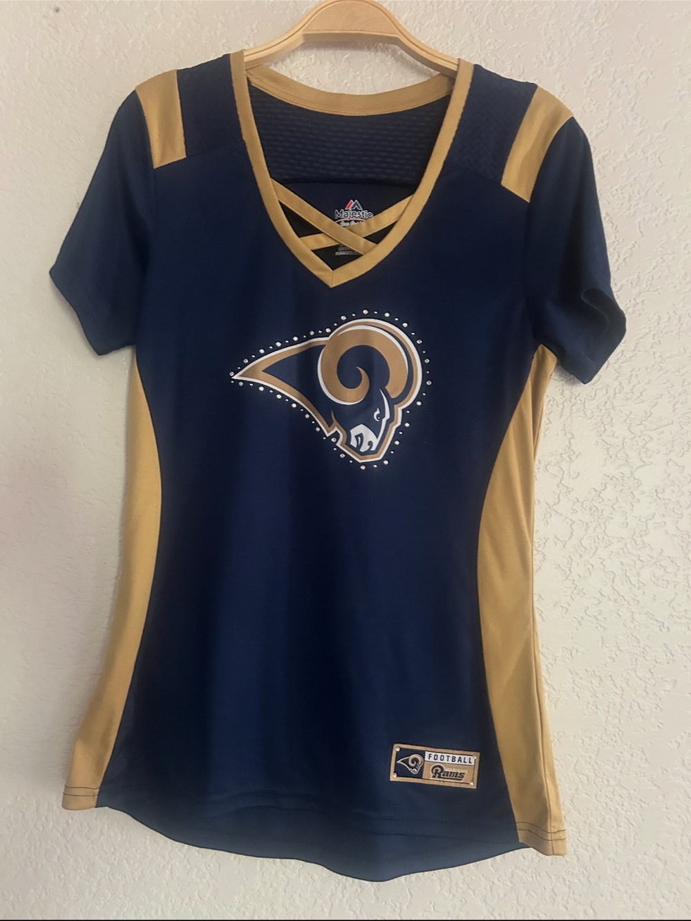 Women’s Rams V-Neck Gold And Blue Jersey Top